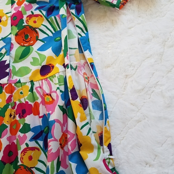 J. Crew Puff-sleeve Dress in Vibrant Garden Print Floral Shift Dress - Picture 7 of 9